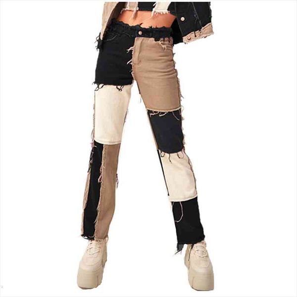 women fashion cargo jeans european american trend mixed color joint high waist tight buttocks womens straight jeans trousers, Blue
women fashion cargo jeans european american trend mixed color joint high waist tight buttocks womens straight jeans trousers, Blue