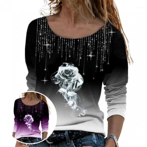 women's blouses & shirts lightweight chic o-neck women autumn blouse long sleeve 3d rose print for dating, White
women's blouses & shirts lightweight chic o-neck women autumn blouse long sleeve 3d rose print for dating, White