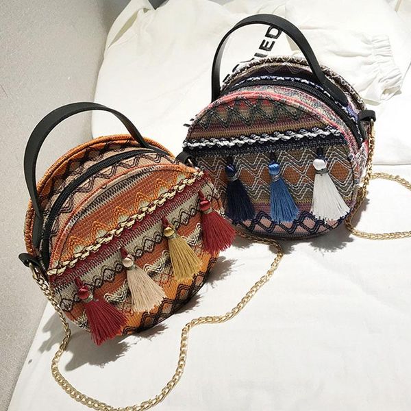 duffel bags 2021 national style handbag fashion female colored chain portable round crossbody bag with tassels
duffel bags 2021 national style handbag fashion female colored chain portable round crossbody bag with tassels