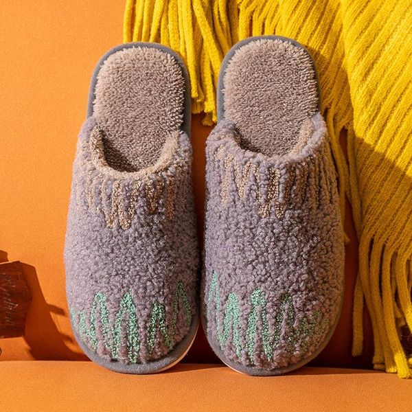 slippers furry woman winter couples shoes indoor confinement keep warm thick bottom non-slip wearable mute cotton men, Black 
slippers furry woman winter couples shoes indoor confinement keep warm thick bottom non-slip wearable mute cotton men, Black