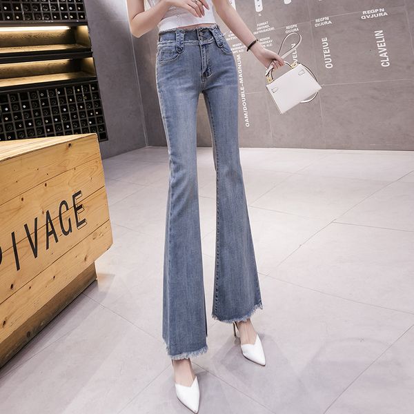 women's jeans 2021 new spring and autumn trousers light denim slim flared pants high waist jeans, Blue
women's jeans 2021 new spring and autumn trousers light denim slim flared pants high waist jeans, Blue