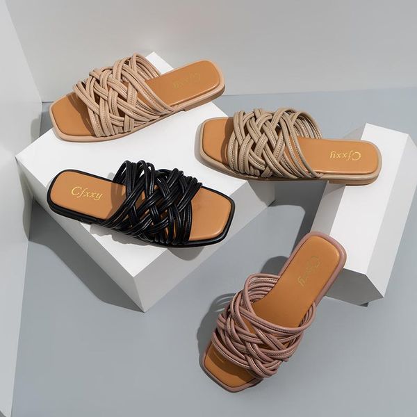 slippers women slip on slides cross bandage fashion square toe hollow out flat sandals female outdoor casual flip flops shoes, Black
slippers women slip on slides cross bandage fashion square toe hollow out flat sandals female outdoor casual flip flops shoes, Black