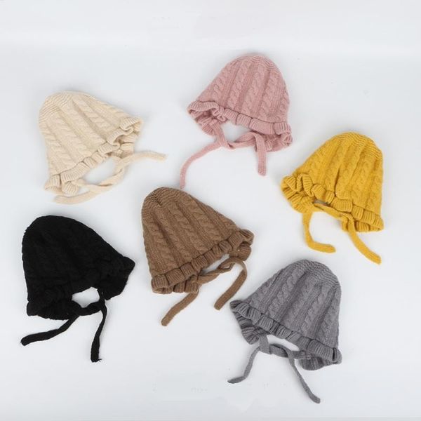 berets korean version of candy color children's ruffle opening strap bonnet knitting wool hat autumn winter windproof beanie caps, Blue;gray
berets korean version of candy color children's ruffle opening strap bonnet knitting wool hat autumn winter windproof beanie caps, Blue;gray
