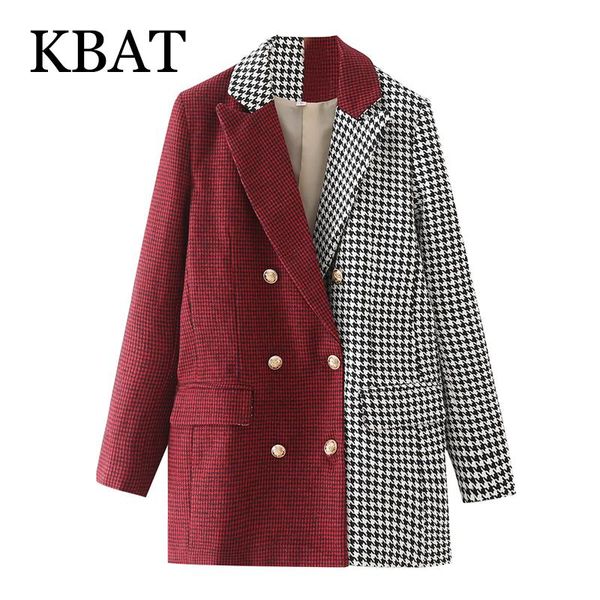 women's wool & blends kbat 2021 winter women patchwork houndstooth thick tweed blazer coat vintage loose pocket female, Black
women's wool & blends kbat 2021 winter women patchwork houndstooth thick tweed blazer coat vintage loose pocket female, Black