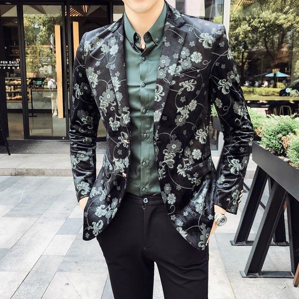 men's suits & blazers 2021male blazer printed men slim jacket vintage fashion luxury formal wedding dress stage costumes for singers s-, White;black
men's suits & blazers 2021male blazer printed men slim jacket vintage fashion luxury formal wedding dress stage costumes for singers s-, White;black