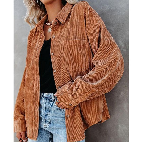 women's jackets the autumn and winter shirt solid color lapel pit strip casual jacket long sleeve pocket outerwear female loose, Black;brown
women's jackets the autumn and winter shirt solid color lapel pit strip casual jacket long sleeve pocket outerwear female loose, Black;brown