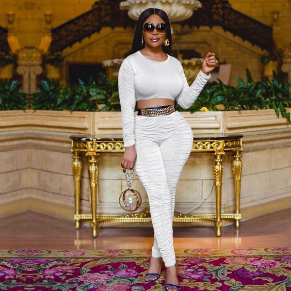 women's tracksuits spring autumn long sleeve trouser suit solid color o-neck crop high waist tight pleated trousers sports outfits set, Gray
women's tracksuits spring autumn long sleeve trouser suit solid color o-neck crop high waist tight pleated trousers sports outfits set, Gray