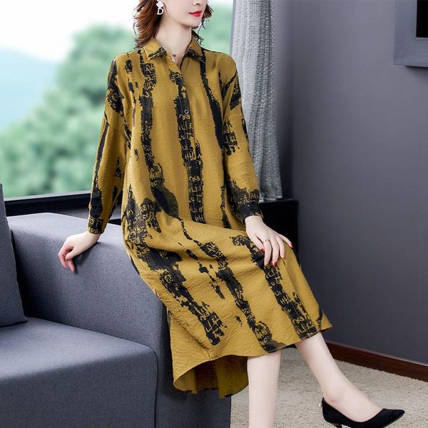 casual dresses retro korean fashion shirt dress women 2021 autumn long sleeve single breasted female printed loose tunic k1284, Black;gray
casual dresses retro korean fashion shirt dress women 2021 autumn long sleeve single breasted female printed loose tunic k1284, Black;gray