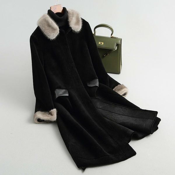 women's fur & faux winter coat women clothes real long sheep shearing wool jacket woman mink collar korean coats 2021 kqn68288 kj5162, Black
women's fur & faux winter coat women clothes real long sheep shearing wool jacket woman mink collar korean coats 2021 kqn68288 kj5162, Black