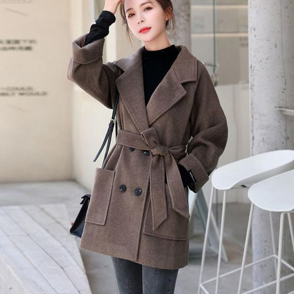 women's wool & blends women warm outwear solid sashes all-match thicker classy slim stylish double breasted leisure brown coat, Black
women's wool & blends women warm outwear solid sashes all-match thicker classy slim stylish double breasted leisure brown coat, Black