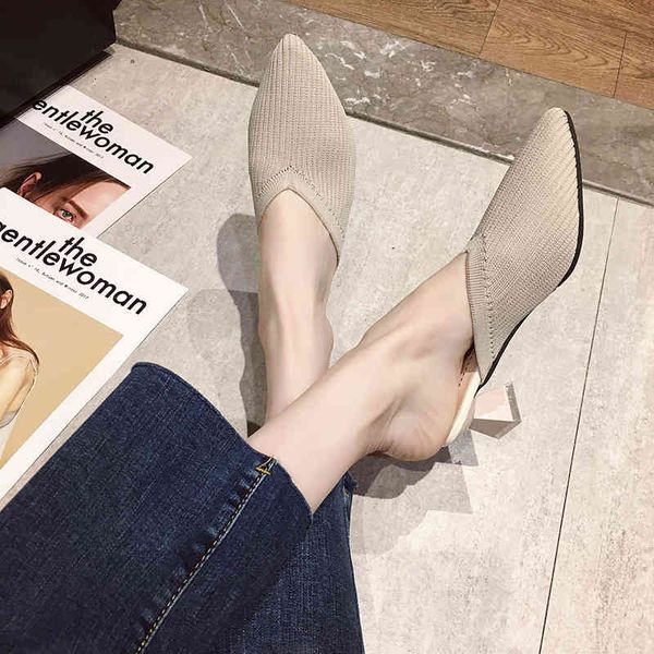 slippers black beige knit mules shoes women stretch fabric pointed toe low heel summer closed sandals 0je2
slippers black beige knit mules shoes women stretch fabric pointed toe low heel summer closed sandals 0je2