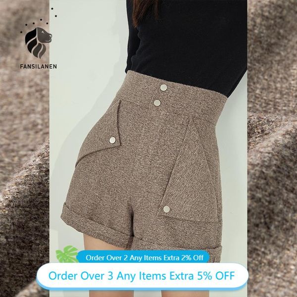 women's shorts fansilanen autumn winter wide leg casual women knitted elegant high waist female streetwear short pants 2021, White;black
women's shorts fansilanen autumn winter wide leg casual women knitted elegant high waist female streetwear short pants 2021, White;black