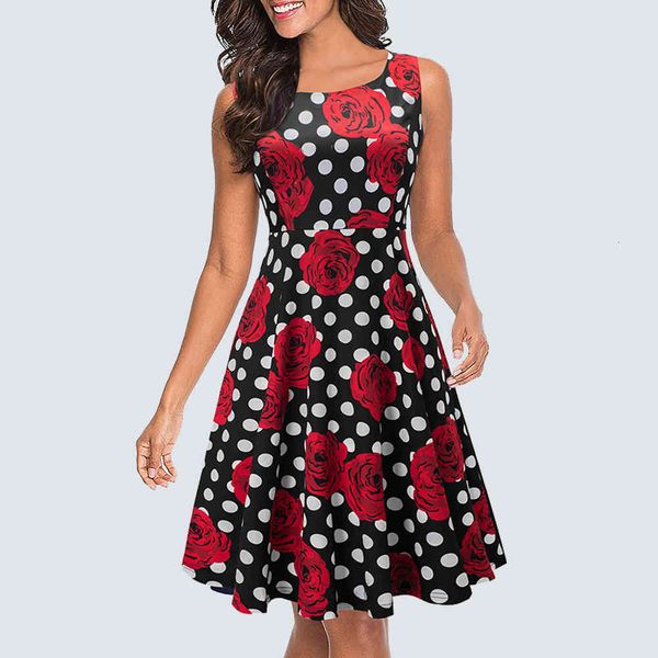 dresses women sleeveless casual retro floral dot print party classy swing a line summer 1ha063, Black;gray
dresses women sleeveless casual retro floral dot print party classy swing a line summer 1ha063, Black;gray