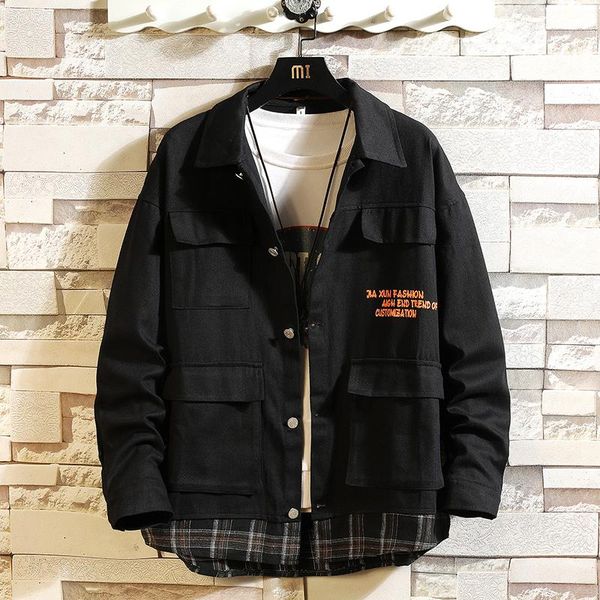men's jackets plus size 5xl-m autumn fashion spliced design multi pockets loose casual jacket men clothing turn down coats streetwear s, Black;brown
men's jackets plus size 5xl-m autumn fashion spliced design multi pockets loose casual jacket men clothing turn down coats streetwear s, Black;brown
