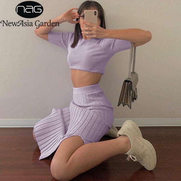 newasia lavender two piece set women korean style crop ribbed midi skirts 2 piece outfits summer side split skirts sets 210413, White
newasia lavender two piece set women korean style crop ribbed midi skirts 2 piece outfits summer side split skirts sets 210413, White