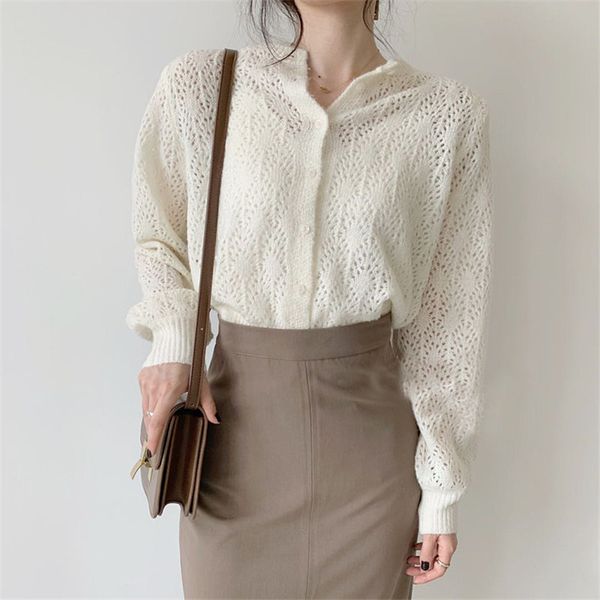 soft gentle office lady chic hollow out o-neck sweet cardigans women's knitting loose lazy style thin sweaters 210421, White;black
soft gentle office lady chic hollow out o-neck sweet cardigans women's knitting loose lazy style thin sweaters 210421, White;black