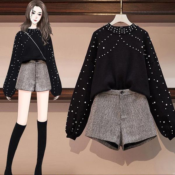 women's tracksuits 2021 women autumn vintage plus size set ladies diamond o-neck sweater + wide leg shorts 2 piece female casaul solid, Gray
women's tracksuits 2021 women autumn vintage plus size set ladies diamond o-neck sweater + wide leg shorts 2 piece female casaul solid, Gray