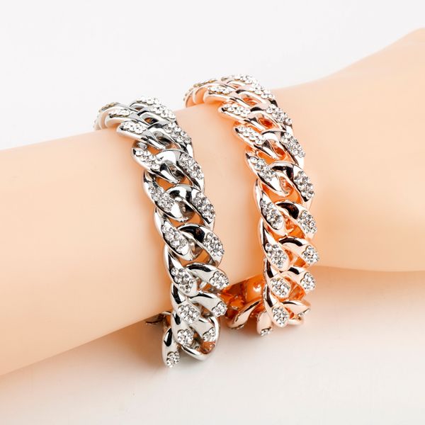 Fashion Hip Hop Jewelry Miami Curb Cuban Bracelet Gold Sliver Iced Out Paved Rhinestone Rapper Big Bling Bracelet Women Men Gift
Fashion Hip Hop Jewelry Miami Curb Cuban Bracelet Gold Sliver Iced Out Paved Rhinestone Rapper Big Bling Bracelet Women Men Gift