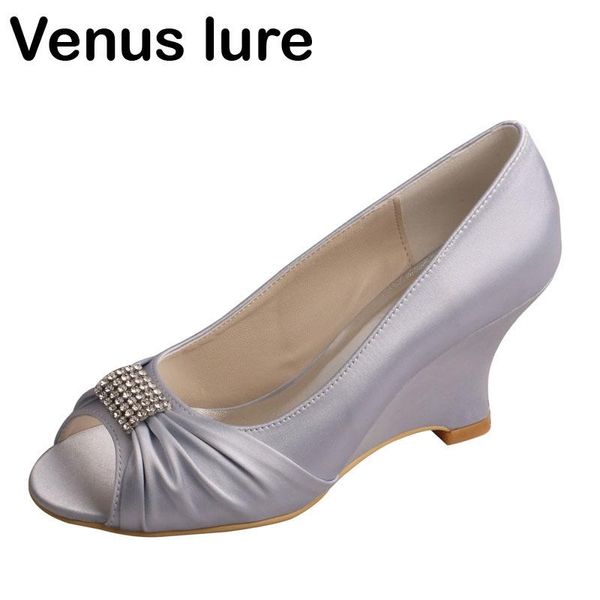 dress shoes lure women peep toe bridal wedding wedge silver bridesmaid, Black 
dress shoes lure women peep toe bridal wedding wedge silver bridesmaid, Black