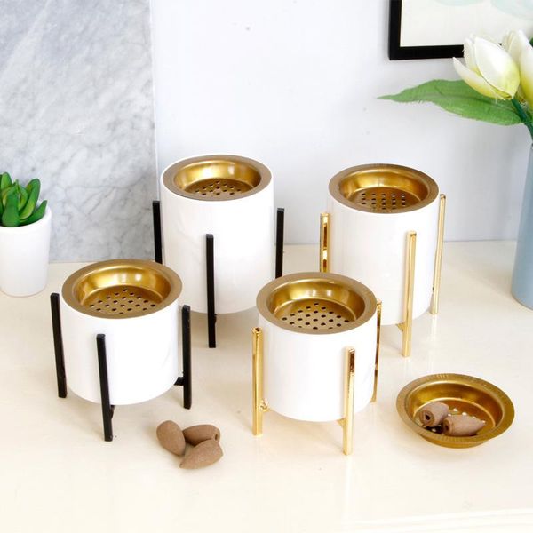 candle holders home decoration aroma diffuser modern ceramic incense burner with gold iron frame black bracket
candle holders home decoration aroma diffuser modern ceramic incense burner with gold iron frame black bracket