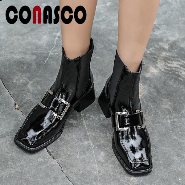 boots conasco concise casual ankle for women autumn winter genuine leather shoes woman metal decoration thick heels, Black
boots conasco concise casual ankle for women autumn winter genuine leather shoes woman metal decoration thick heels, Black