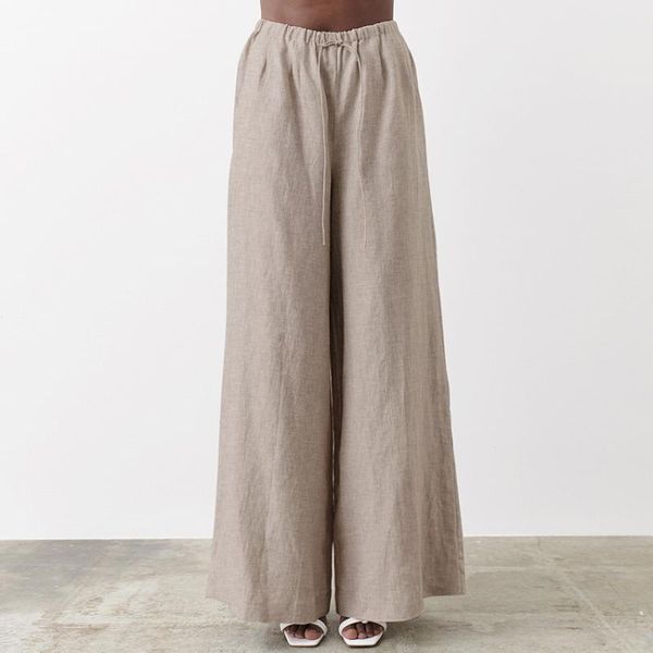 women's pants & capris 2021 linen loose and thin spring summer elastic belt cotton wide leg, Black;white
women's pants & capris 2021 linen loose and thin spring summer elastic belt cotton wide leg, Black;white