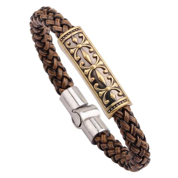 european and american men's snake print personality bracelet magnet leather braided punk for men charm bracelets, Golden;silver
european and american men's snake print personality bracelet magnet leather braided punk for men charm bracelets, Golden;silver