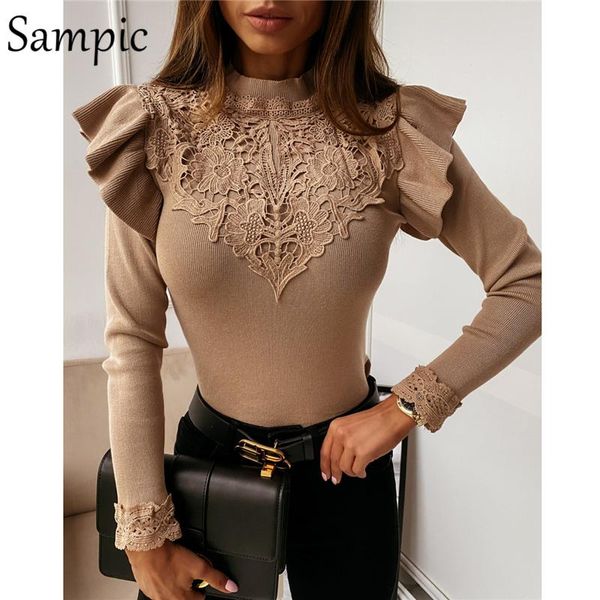 women's t-shirt sampic 2021 fashion white lace patcheok ruffles long sleeve skinny knitted t shirt women casual black autumn basic tees
women's t-shirt sampic 2021 fashion white lace patcheok ruffles long sleeve skinny knitted t shirt women casual black autumn basic tees