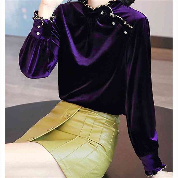 women spring long sleeve velvet shirt plus size slim shirts casual soft purple blouse fashion wild, White
women spring long sleeve velvet shirt plus size slim shirts casual soft purple blouse fashion wild, White