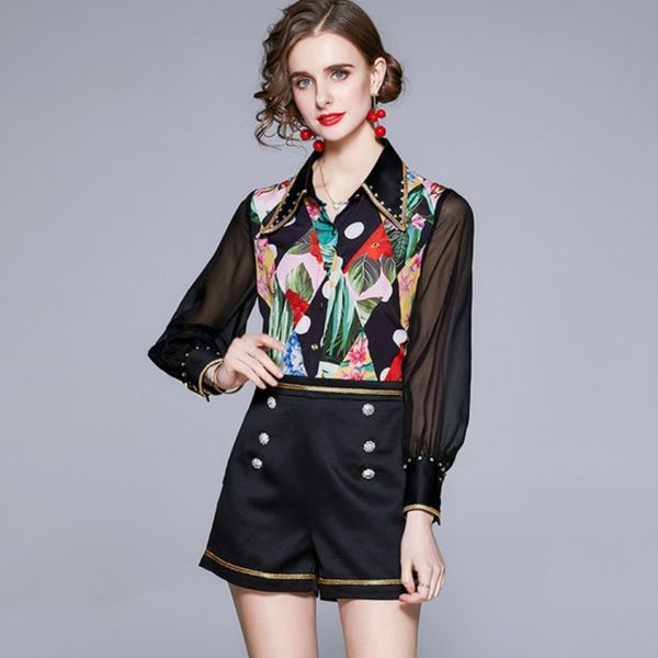 fashion shorts two pieces set female chiffon sleeve patchwork beading lapel print shirt high waist short pants suit 210518, White
fashion shorts two pieces set female chiffon sleeve patchwork beading lapel print shirt high waist short pants suit 210518, White