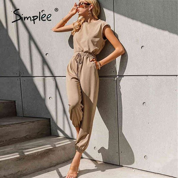 sleeveless solid sport elastic waist lace up ankle banded summer jumpsuit round neck causal romper woman 210414, Black;white
sleeveless solid sport elastic waist lace up ankle banded summer jumpsuit round neck causal romper woman 210414, Black;white