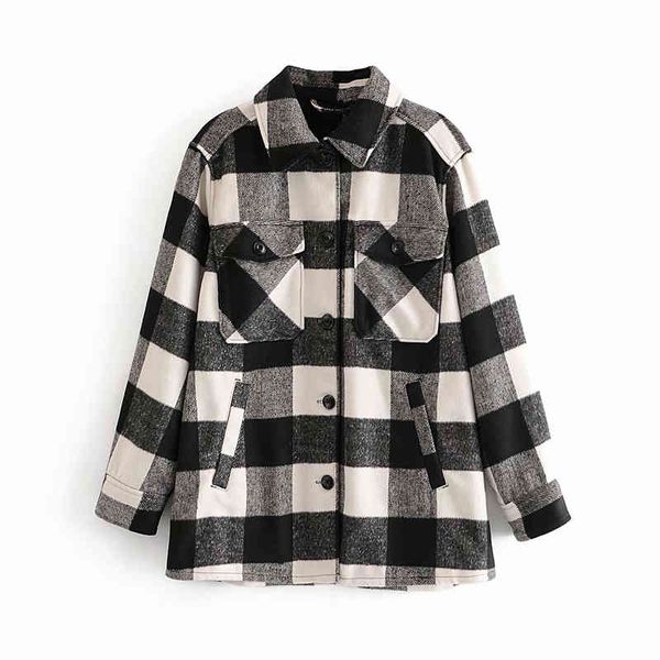 black and white plaid women pocket shirt autumn fashion oversize streetwear female turn down collar thick 210430
black and white plaid women pocket shirt autumn fashion oversize streetwear female turn down collar thick 210430