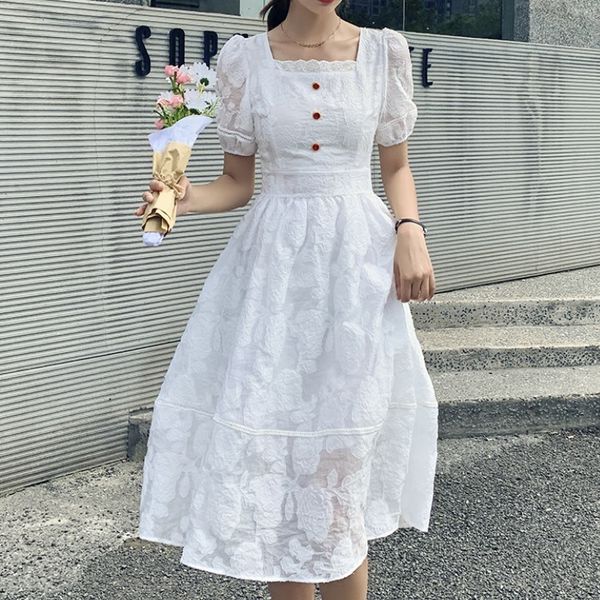 summer elegant square neck puff sleeve fairy dress vintage female french slim waist casual party dress robe 210518, Black;gray
summer elegant square neck puff sleeve fairy dress vintage female french slim waist casual party dress robe 210518, Black;gray