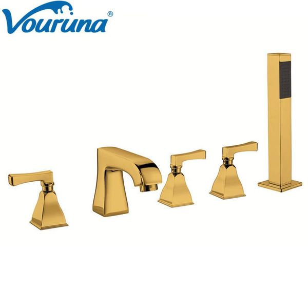square 5pcs roman tub filler bathing shower mixer faucet tap ti-golden finish bathroom sets
square 5pcs roman tub filler bathing shower mixer faucet tap ti-golden finish bathroom sets