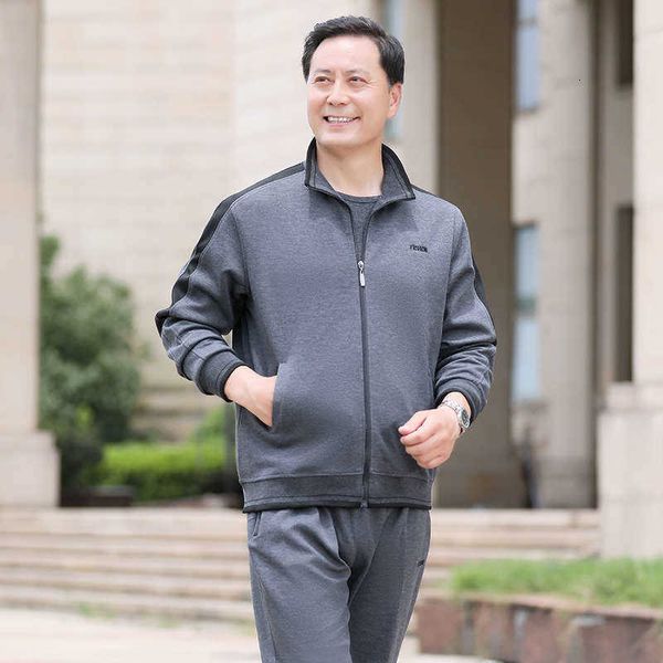 tracksuits sports spring men's autumn sweater and elderly sportswear middle aged dad's three piece suit, Gray
tracksuits sports spring men's autumn sweater and elderly sportswear middle aged dad's three piece suit, Gray