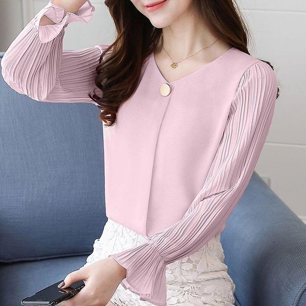 women's blouses & shirts 2021 petal sleeve pleated chiffon blouse women clothing womens and casual woman shirt blusas feminina, White
women's blouses & shirts 2021 petal sleeve pleated chiffon blouse women clothing womens and casual woman shirt blusas feminina, White