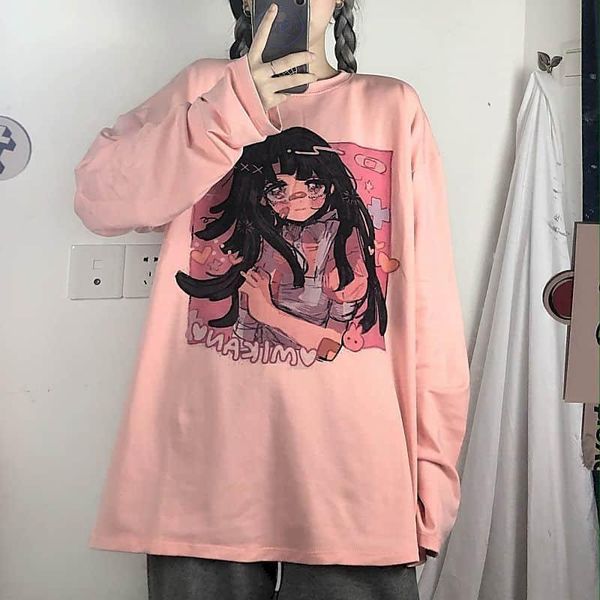 women's t-shirt japan sweet tshirt women t shirt harajuku bf retro girl anime printing loose long-sleeved female student top, White
women's t-shirt japan sweet tshirt women t shirt harajuku bf retro girl anime printing loose long-sleeved female student top, White