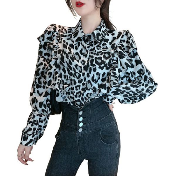 women long sleeve o-neck leopardprint blouse vintage ruffle loose shirt casual pullover ladies elegant b3037 210514, White
women long sleeve o-neck leopardprint blouse vintage ruffle loose shirt casual pullover ladies elegant b3037 210514, White