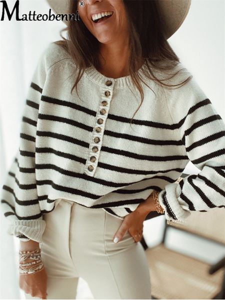 design spring autumn women sweater buttons knitted pullovers striped casual fashion wild vintage ladies long sleeve knitwear top, White;black
design spring autumn women sweater buttons knitted pullovers striped casual fashion wild vintage ladies long sleeve knitwear top, White;black