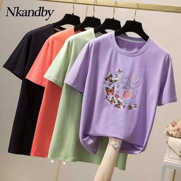nkandby plus size cotton women`s t-shirt 2021 summer casual loose short sleeve butterfly print t shirt oversize basic daily women's, White
nkandby plus size cotton women`s t-shirt 2021 summer casual loose short sleeve butterfly print t shirt oversize basic daily women's, White
