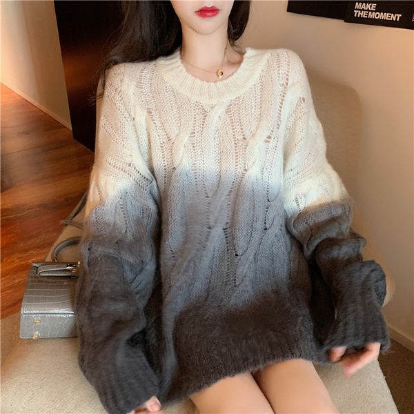 knitted sweater long sleeve autumn winter loose blusa de frio feminina o neck gradient color pullover 634c 210420, White;black
knitted sweater long sleeve autumn winter loose blusa de frio feminina o neck gradient color pullover 634c 210420, White;black