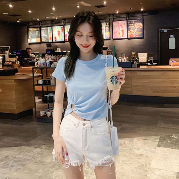 women's t-shirt net red short sleeves ins super fire korean fashion care machine design sense high waist clothes rsp8, White
women's t-shirt net red short sleeves ins super fire korean fashion care machine design sense high waist clothes rsp8, White