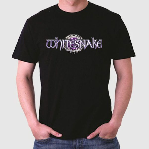 white snake logo men's black t-shirt size s to 3xl, White;black 
white snake logo men's black t-shirt size s to 3xl, White;black