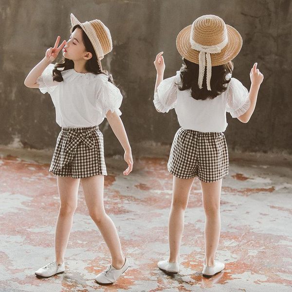 summer kids girls clothes white t-shirt + pantskirt shorts children puff sleeve clothing sets fashion bowknot casual outfits
summer kids girls clothes white t-shirt + pantskirt shorts children puff sleeve clothing sets fashion bowknot casual outfits