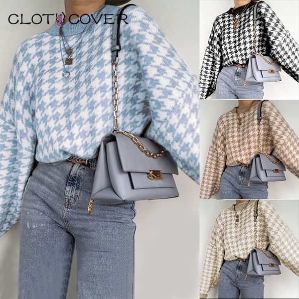 womens sweater autumn winter knitted houndstooth lady pullover girls soft casual jumper female khaki blue fashion sweater coat, White;black
womens sweater autumn winter knitted houndstooth lady pullover girls soft casual jumper female khaki blue fashion sweater coat, White;black