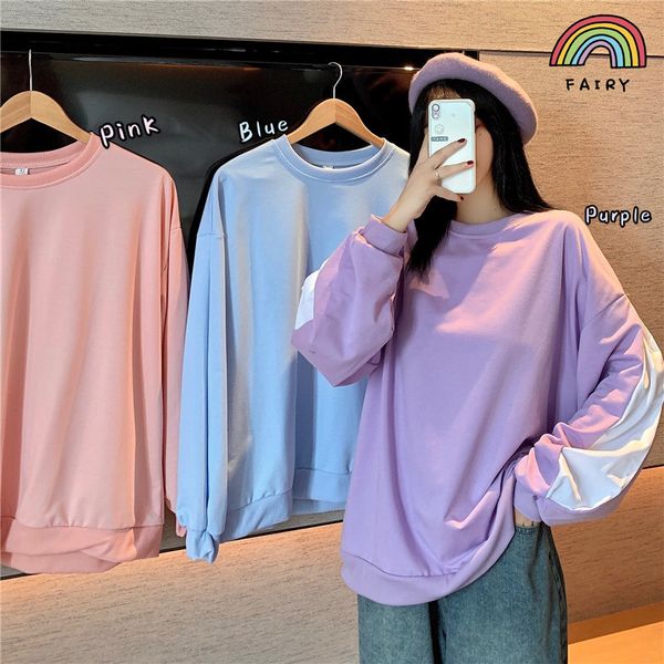 ins autumn and winter stitching round neck sweater women loose thin long-sleeved t-shirt, Black
ins autumn and winter stitching round neck sweater women loose thin long-sleeved t-shirt, Black