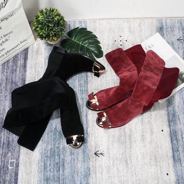 boots metal toe cap butterfly-knot decor scrub leather over-the-knee high female flat bottom elastic plush velvet warming, Black
boots metal toe cap butterfly-knot decor scrub leather over-the-knee high female flat bottom elastic plush velvet warming, Black