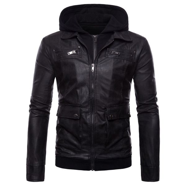 leather jacket new arrival autumn winter men's hooded jacket with fake two piece jackets streetwear, Black;brown
leather jacket new arrival autumn winter men's hooded jacket with fake two piece jackets streetwear, Black;brown