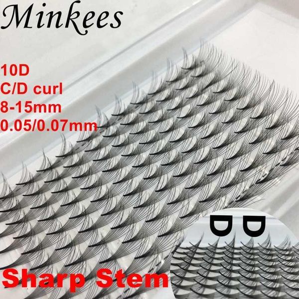 

sharp stem russian volume fans individual eyelashes wholesale 10d premade fan grafting lashes bulk d curl extension lash minkees1