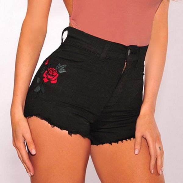 women's shorts women summer high waist denim jeans flower rose embroidery casual short pants bmf88, White;black
women's shorts women summer high waist denim jeans flower rose embroidery casual short pants bmf88, White;black